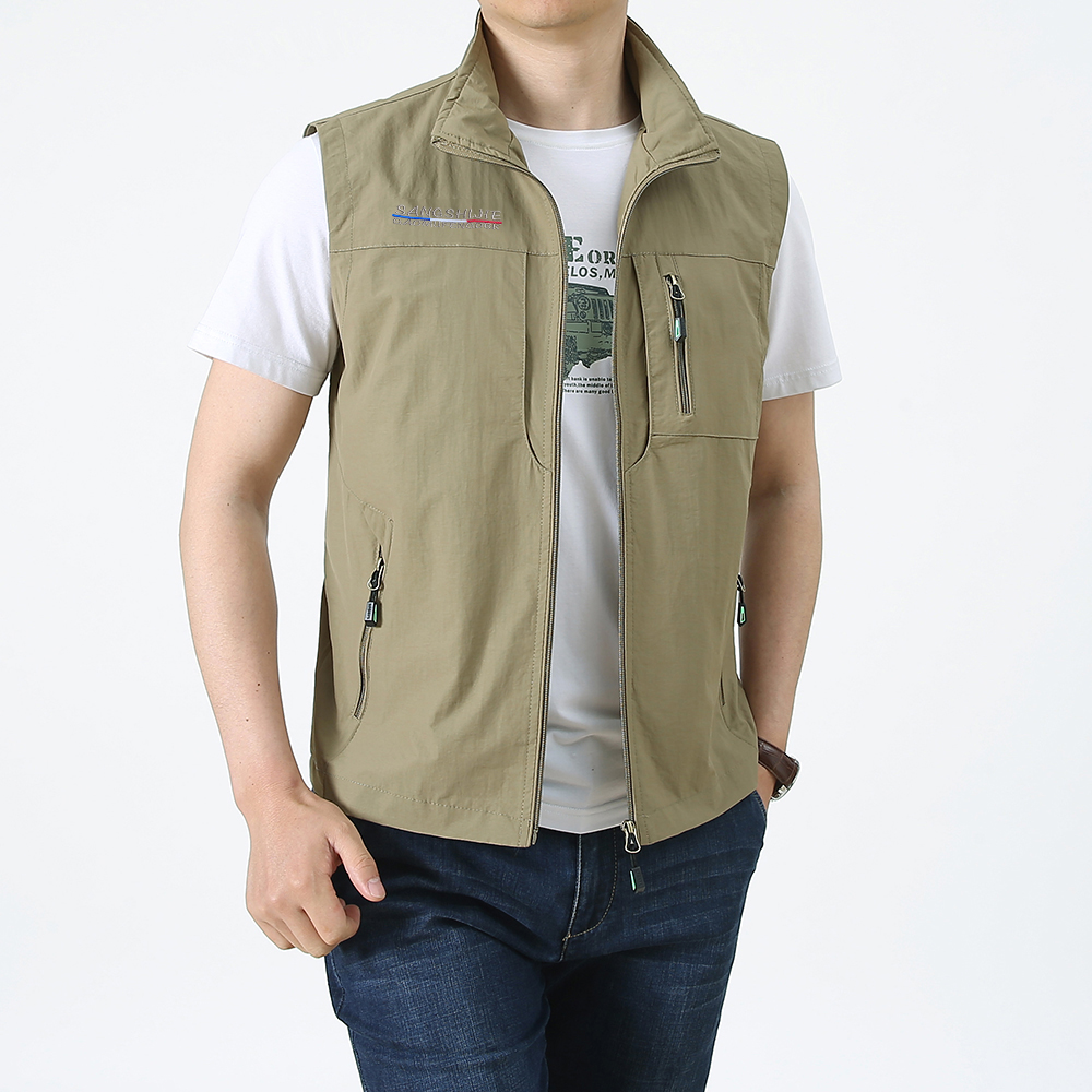 Photography Vest - سترة رجالية كاجوال بياقة قائمة، متعددة